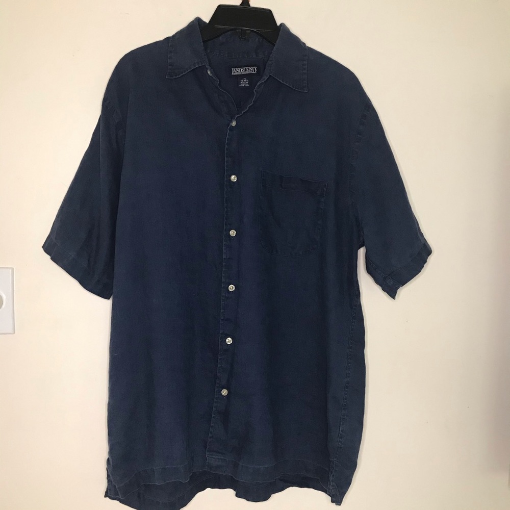 Lands End Mens Linen Button Up shirt M-L